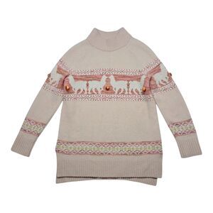 Anthropologie Sweater‎ Women's Small Pink Mock Neck Aimee Pommed Alpaca Wool